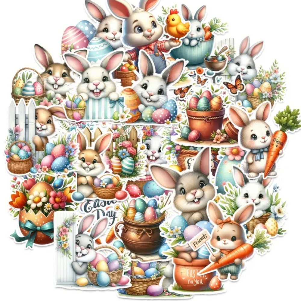 Easter Bunny & Easter Egg Stickers (50 Piece) SO SO CUTE!